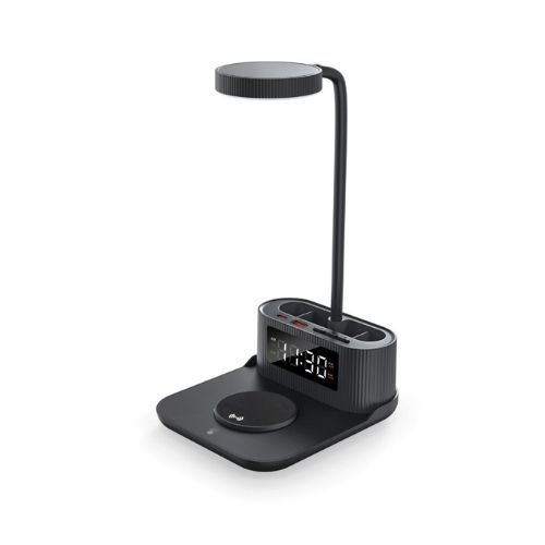Desk Lamp with 15W Wireless Charger, Clock and Pen Holder - Image 3